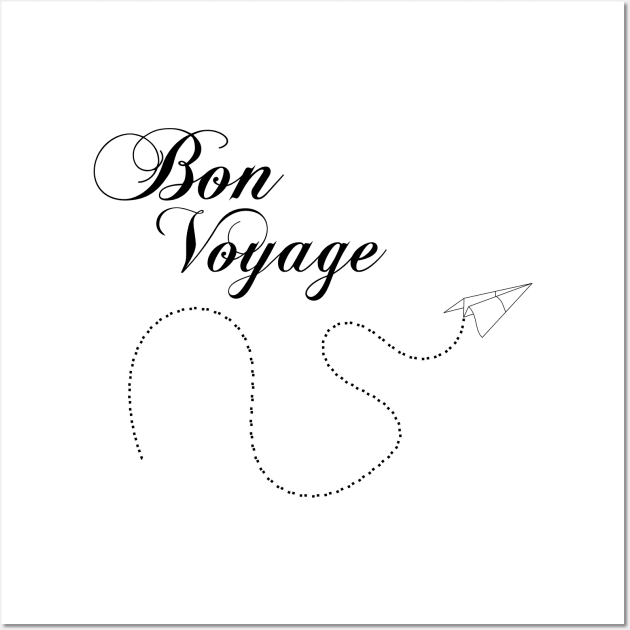 Travel - Bon Voyage - Cute and funny Paper Plane Traveler Gift Wall Art by Shirtbubble